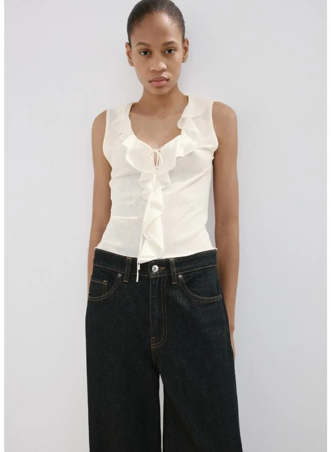 مانجو Ruffled V-neck top
