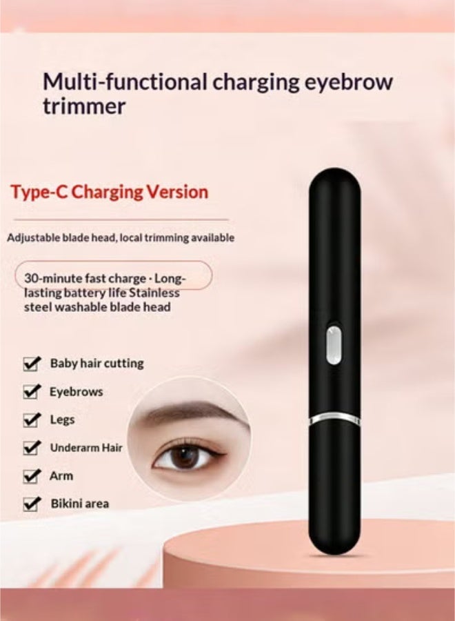 SANIYE Electric Eyebrow Trimmer, Women's Facial Hair Removal Device, Painless Hair Removal Device, Comes with 2 Accessories (Eyebrow Comb and Cleaning Brush), Rechargeable Electric Facial Razor and Trimmer, Suitable for Women's Lips, Chin and Arms, Available in Black. - Image 5