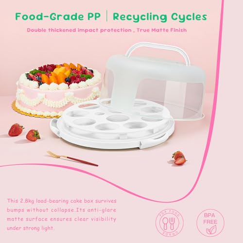 HYLCWTH Cake Carrier With Lid And Handle, Bpa-Free Cake Holder With Lid For 10 Inch Round Cake Carrier With 10 pcs Round Golden Cake Boards And Portable Insulated Bag（White） - Image 5