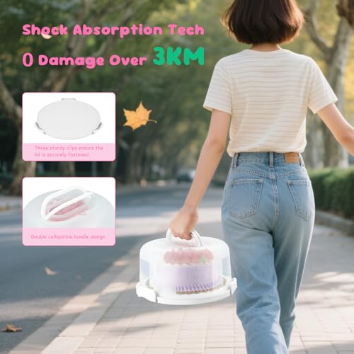 HYLCWTH Cake Carrier With Lid And Handle, Bpa-Free Cake Holder With Lid For 10 Inch Round Cake Carrier With 10 pcs Round Golden Cake Boards And Portable Insulated Bag（White） - Image 3