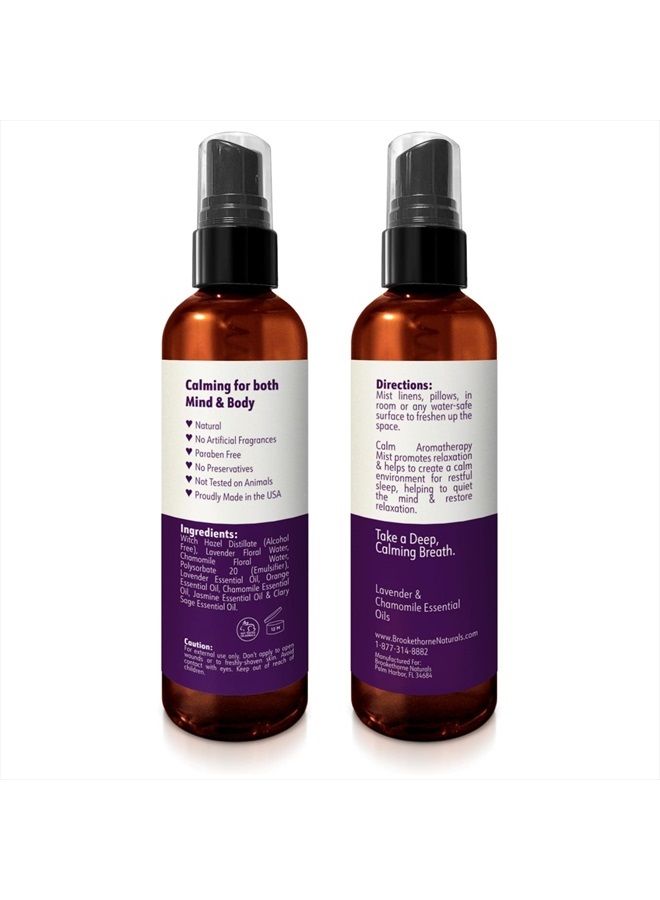 brookethorne naturals Calm Aromatherapy Spray with Lavender & Chamomile Essential Oil. Natural Sleep Spray, Pillow Spray, Linen Mist & Room Spray. Lavender Spray Air Freshener for Relaxation & Sleep - Brookethorne Naturals  - Image 3