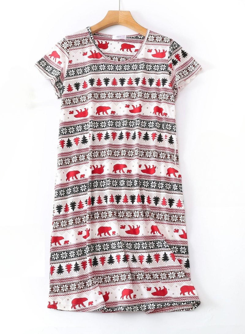 Cute Cartoon Cotton Homewear Knitted Sweet Large Short Sleeve Round Neck Pajamas - Image 1