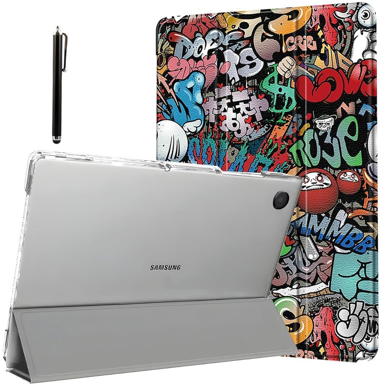 ProElite Cover for Samsung Galaxy Tab A11 8.7 inch/A9 8.7" Case Cover, Smart Flip Case Cover for Samsung Galaxy Tab A11/A9 8.7 inch Translucent Back with Stylus Pen, Hippy - Image 1