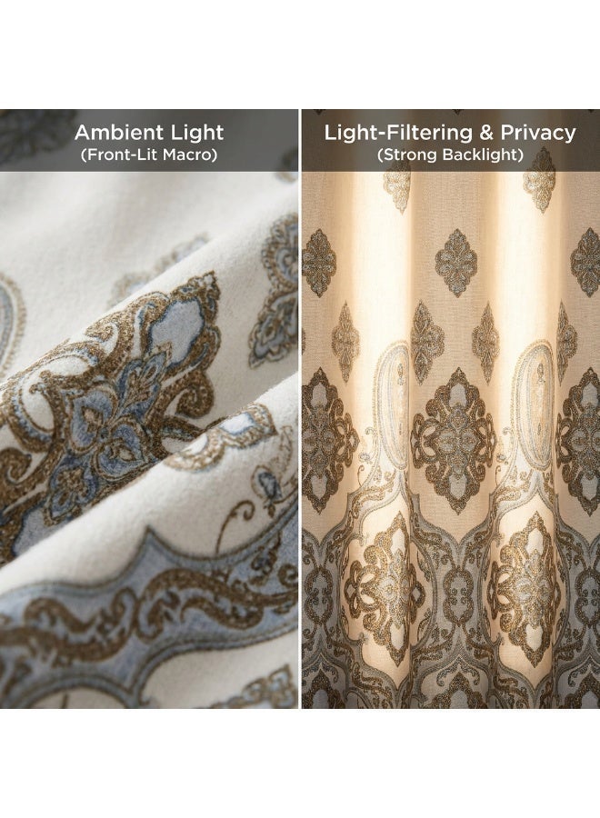 روماجي ستارة حمام قماشية من روماجي بنقشة بيزلي، 180×180 سم (72×72 بوصة) – نقشة بيزلي وداماسك عتيقة، بوليستر مبشور سميك ومتين، مقاومة للماء وغير شفافة، مقاومة للعفن، قابلة للغسل في الغسالة، سريعة الجفاف - Image 3