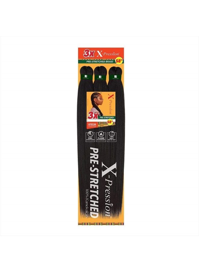 ضفيرة صناعية X-Pression - 3X PRE-STRETCHED - 58 بوصة (1 Jet Black)