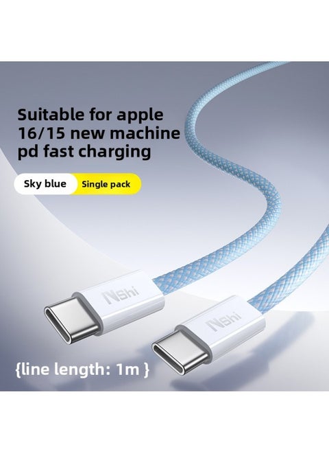 Applicable To For Iphone 16 Charging Line For Iphone15 Data Line Lightning For Apple Pd Fast Charging 20w Flash Charging 14pr-Color:1m Sky Blue [dual C Interface Fast Charging]★Pop-up Package Return