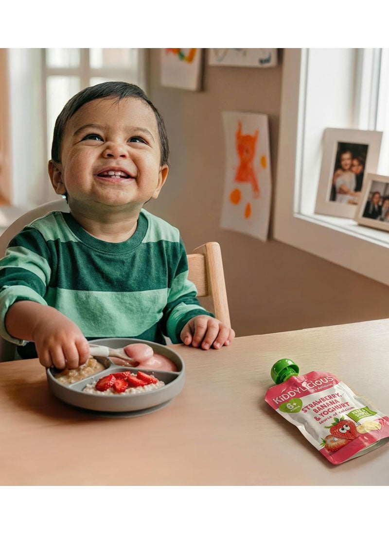 Kiddylicious Strawberry, Banana & Yoghurt Pouch 400g (4x100g) | Baby Food Puree for 6+ Months | Smooth Fruit & Yoghurt Blend | Source of Calcium, No Added Flavours, Colours or Preservatives, Vegetarian - Image 5