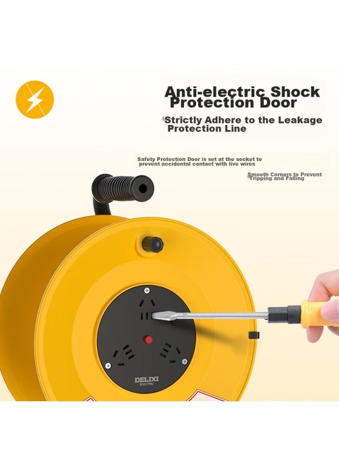 Delixi New National Standard Reel Socket/power Strip/engineering Reel Socket/overheat Protection Cable Reel Socket/power Strip, Empty Reel, Can Hold 25 Meters Of Cable - Image 3
