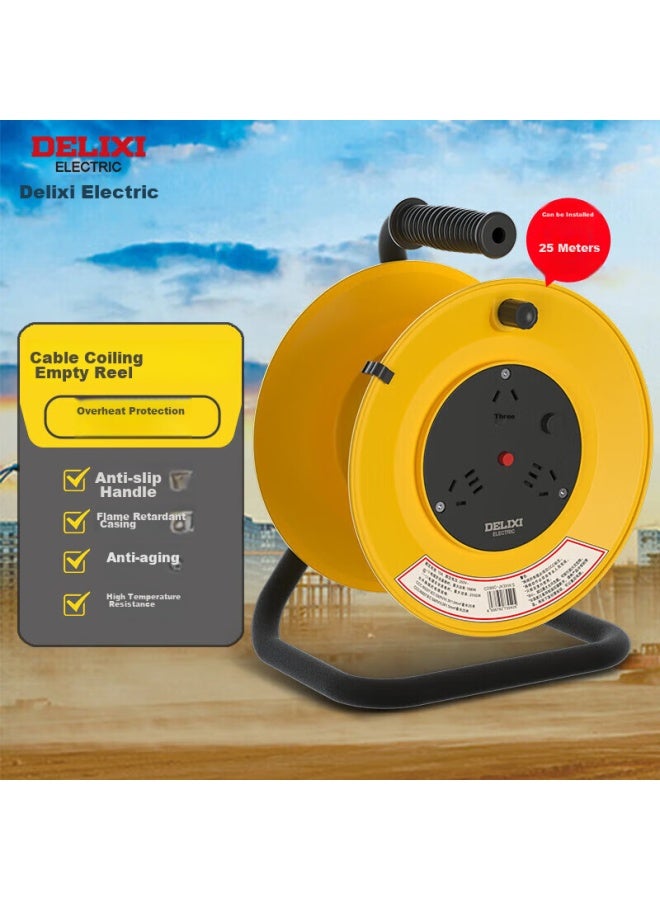 Delixi New National Standard Reel Socket/power Strip/engineering Reel Socket/overheat Protection Cable Reel Socket/power Strip, Empty Reel, Can Hold 25 Meters Of Cable - Image 1