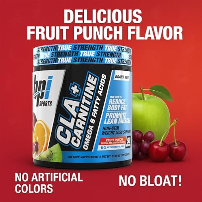 BPI SPORTS BPI Sports CLA+Carnitine  CLA L Carnitine & Linoleic Acid  L  Carnitine Supplement for Weight Loss, Metabolism & Lean Muscle  Caffeine  Free  Fruit Punch  50 Servings