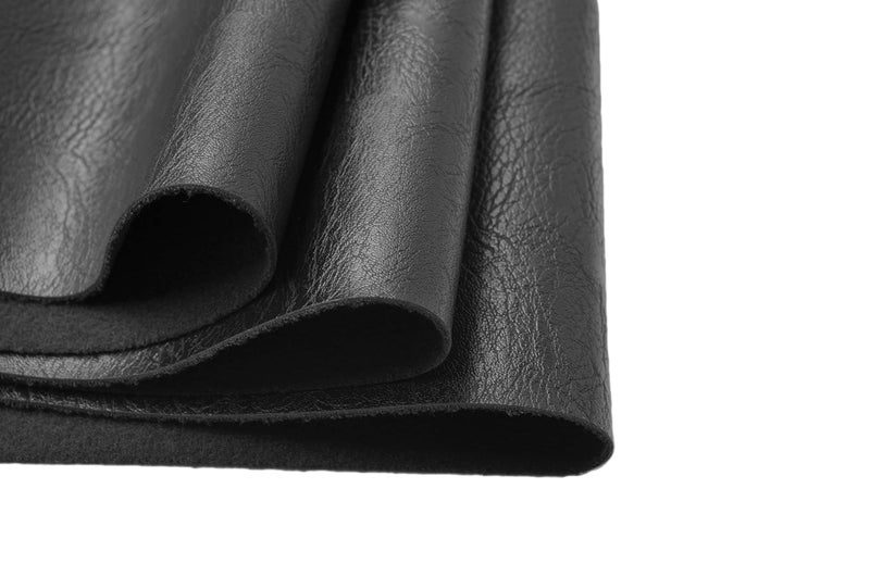 Wento Thick Faux Leather Fabric Soft Skin Grain PU Leather for Furniture Cover Reupholster Sofa Chairs Cushions Vinyl Upholstery 1 Yard Black
