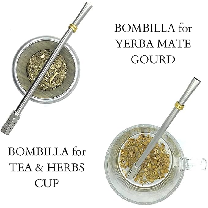 تيلاند حصيرة شرب متينة مع فلتر لأوراق الشاي السائبة ومصفاة وقشات التحريك من Yeba Mat مقاس 17 سم، لون برونزي - Image 5