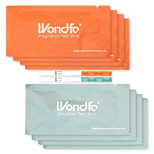 Wondfo مجموعة اختبار الإباضة من ووندفو 100 شريط اختبار و 20 شريط اختبار حمل للكشف السريع للاستخدام المنزلي اختبار البول 100 LH 20 HCG