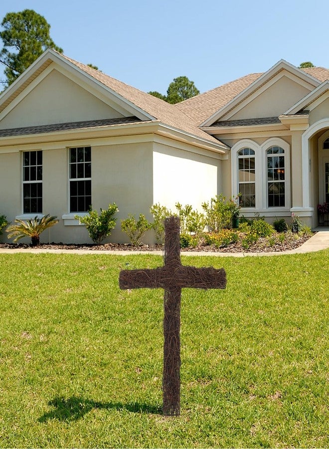 Amosfun Cross Wreath Frame 12 x 17 Inch Grapevine Wreath Form for Garden Religious Wedding Church DIY Craft Halloween Party Supply - Image 5