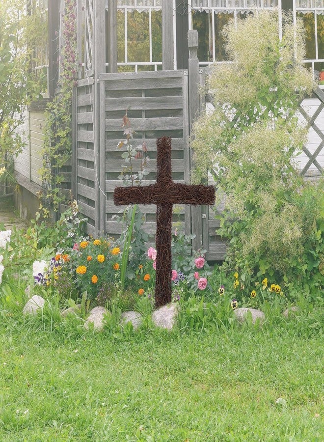 Amosfun Cross Wreath Frame 12 x 17 Inch Grapevine Wreath Form for Garden Religious Wedding Church DIY Craft Halloween Party Supply - Image 3