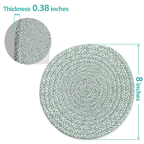 Cazzon Trivets for Hot Dishes, Pots and Pans, 8 Inches Hot Pads 5 Pcs, Pot Holders for Kitchen, Heat Resistant Mat Protect Counter, Coasters Set Home Essentials Farmhouse Decor (Green) - Image 3