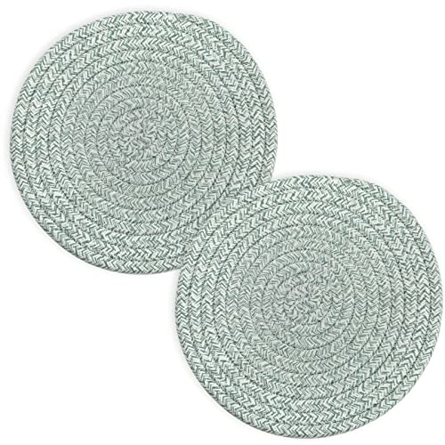 Cazzon Trivets for Hot Dishes, Pots and Pans, 8 Inches Hot Pads 5 Pcs, Pot Holders for Kitchen, Heat Resistant Mat Protect Counter, Coasters Set Home Essentials Farmhouse Decor (Green) - Image 2