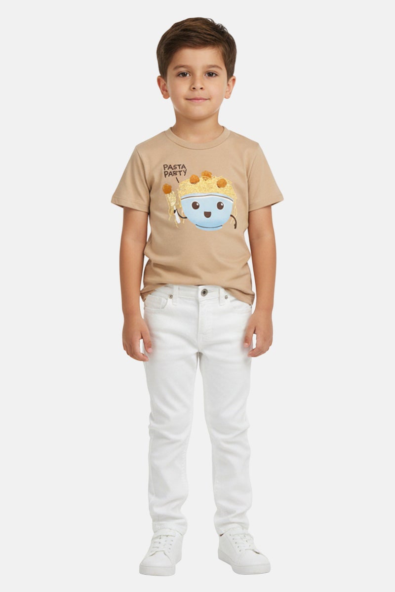 The Children's Place Toddlers Boy Crew Neck Short Sleeve Graphic Print T-Shirt, Tan - Image 1