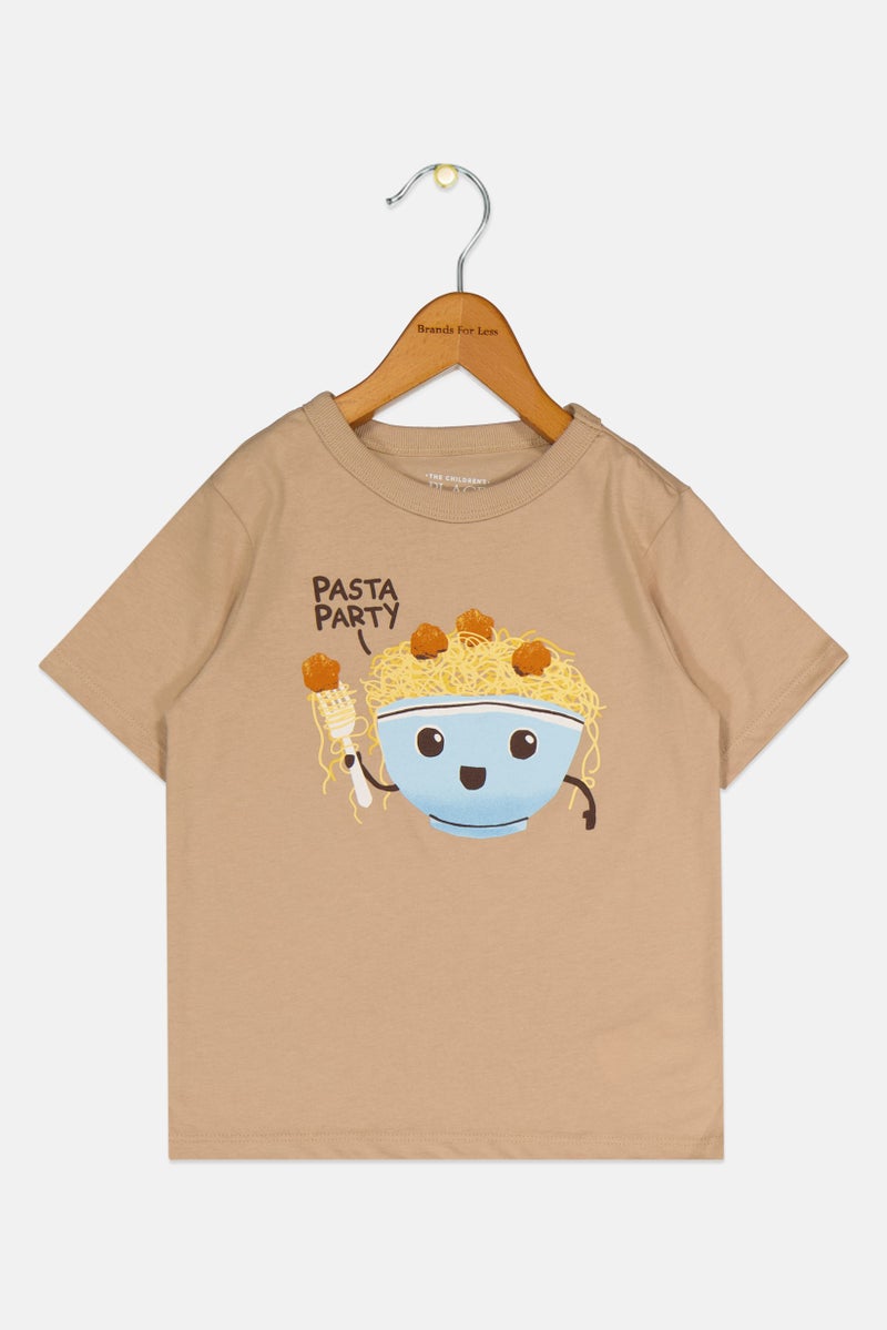 The Children's Place Toddlers Boy Crew Neck Short Sleeve Graphic Print T-Shirt, Tan - Image 2