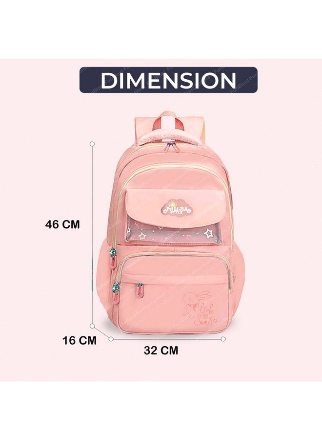 FunBlast Multi-Purpose School Bag for Kids Girls - Large Capacity Backpack for College, Travel, Picnic - Lightweight (46 X 32 X 16 CM) (Pink) - Image 2