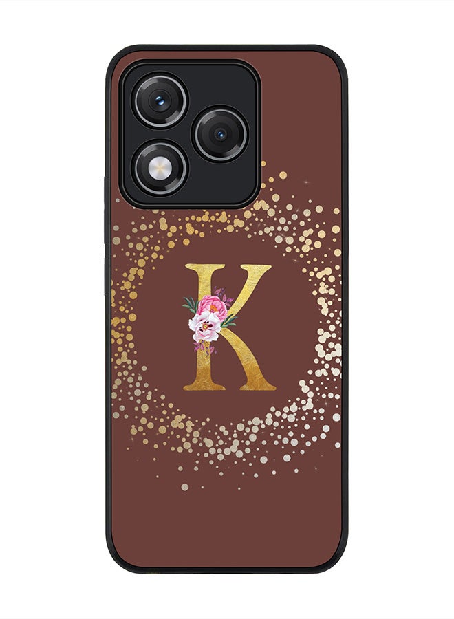 Stylizedd For Honor 400 Lite Case,Slim fit Camera Protection, Shockproof Thin Phone cover  - Custom Monogram Floral - K  (Brown )