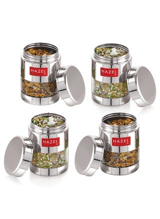 HAZEL Stainless Steel Mukhwas Container | 300 ml See Through Small Containers for Kitchen Storage Set | Transparent Airtight Jars, Set of 4 - pzsku/Z606B918666DD42C1F54BZ/45/_/1737721254/1d14d0f7-2dd0-4b69-9e81-5dbc3eb794eb
