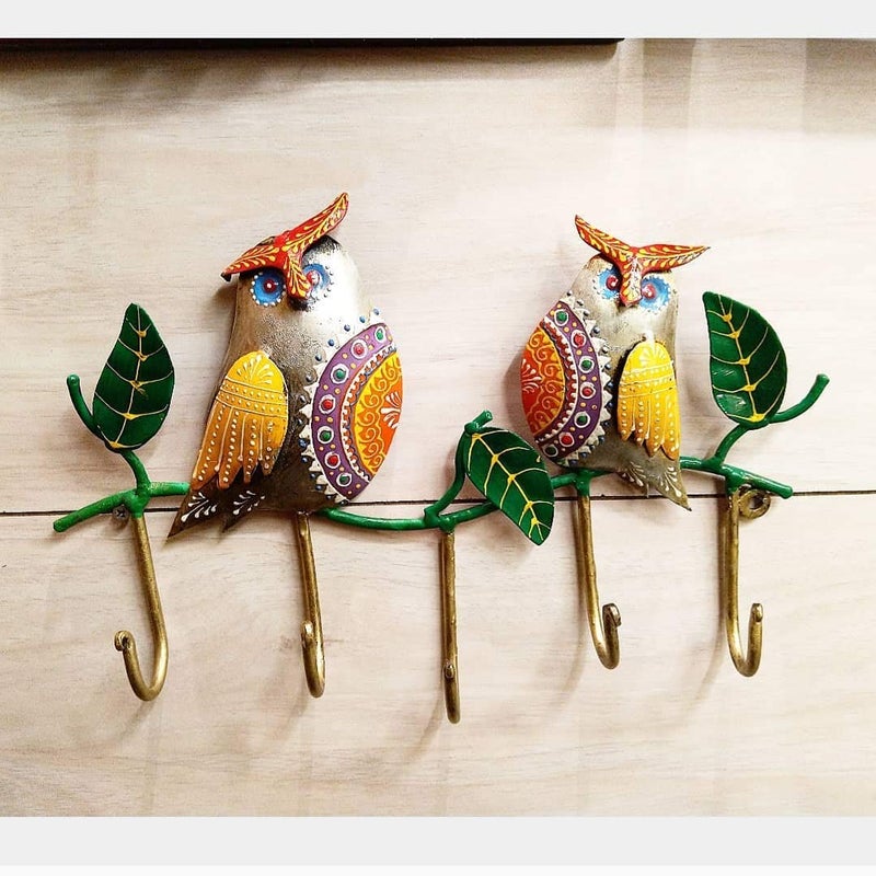 Multicolor Handmade Owl Shape Iron Key Holder Size LxWxH 3x14x8 Inch  - Image 3