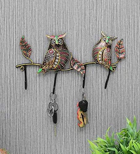 Multicolor Handmade Owl Shape Iron Key Holder Size LxWxH 3x14x8 Inch  - Image 2