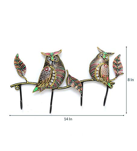 Multicolor Handmade Owl Shape Iron Key Holder Size LxWxH 3x14x8 Inch  - Image 5