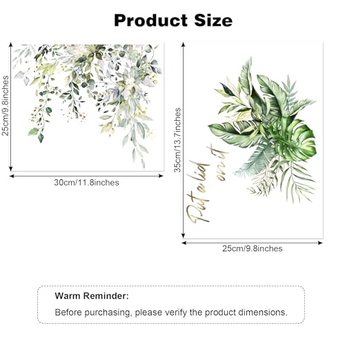 Fumwase 2pcs Toilet Tank and Seat Stickers Set with Different Patterns Self-Adhesive Green Leaf Removable Toilet Stickers Decals Waterproof Toilet Lid Decals for Bathroom Wall Decor - Image 2