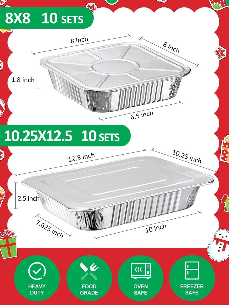 NEEBAKE 24 Pack Disposable Aluminum Pans with Lids Combo Set- 12 Large 9x13 Foil Pans Half Size & 12 Small 8x8 Tin Foil Baking Pans, Tin Trays Containers for Meal Prep, Food Cooking, Roasting, Heating - Image 2