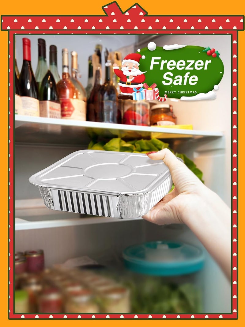 NEEBAKE 24 Pack Disposable Aluminum Pans with Lids Combo Set- 12 Large 9x13 Foil Pans Half Size & 12 Small 8x8 Tin Foil Baking Pans, Tin Trays Containers for Meal Prep, Food Cooking, Roasting, Heating - Image 5