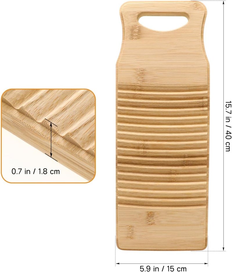 Hemoton Natural Bamboo Laundry Washing Board 40 x 15 cm - Image 1