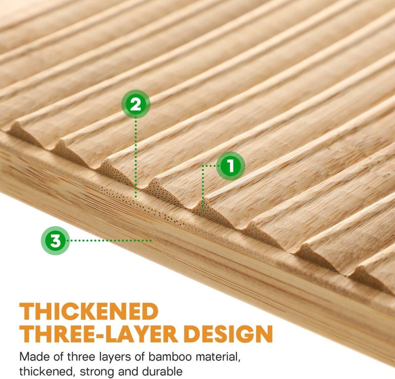 Hemoton Natural Bamboo Laundry Washing Board 40 x 15 cm - Image 3