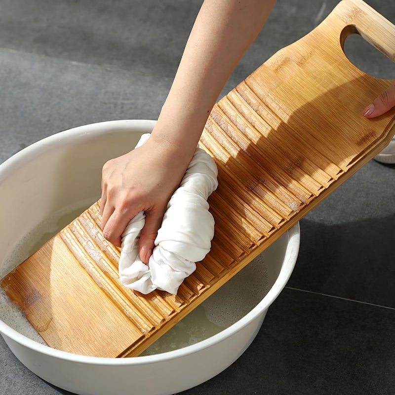 Hemoton Natural Bamboo Laundry Washing Board 40 x 15 cm - Image 4