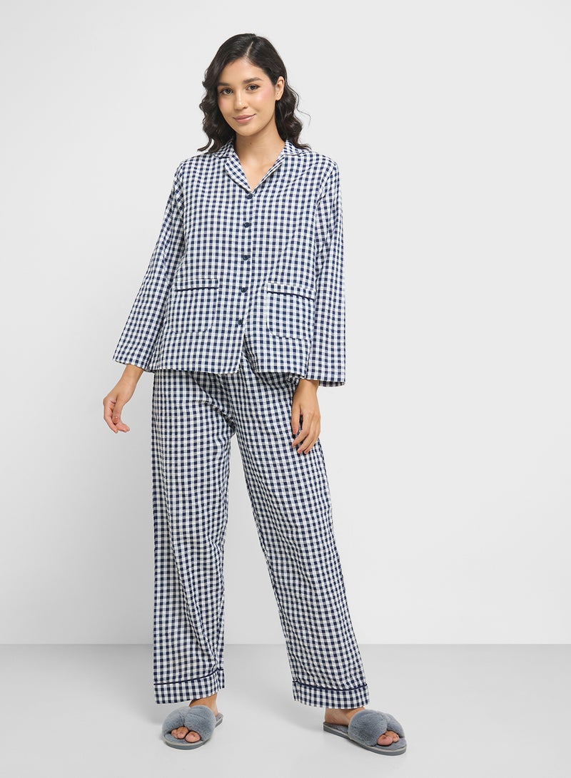 Ginger Cotton Checkered Shirt & Pyjama  Set  - Image 5