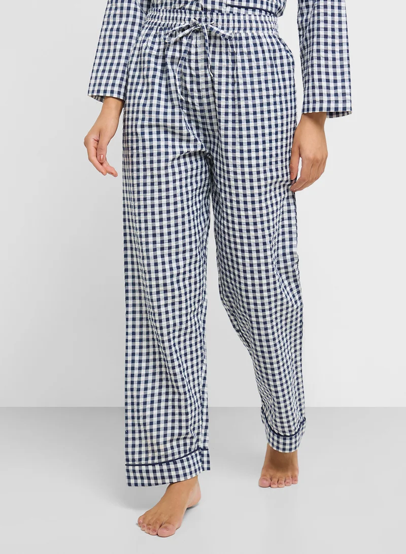 Ginger Cotton Checkered Shirt & Pyjama  Set