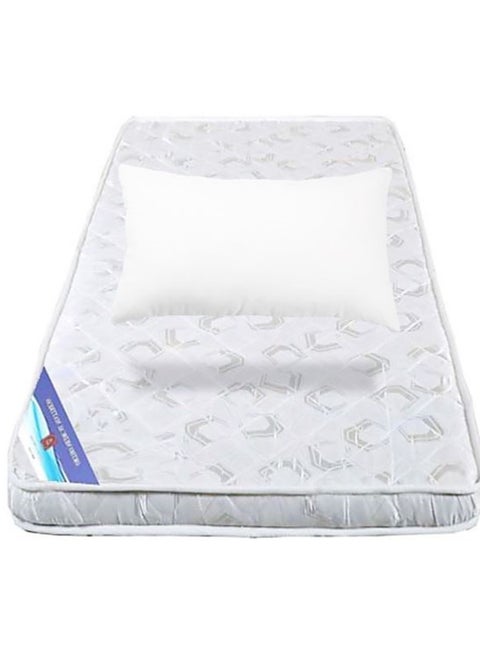 Single Size Medicated Mattress With Polyester Compressed Pillow Reversible Use Option 90W x 190L x 7H cm - White