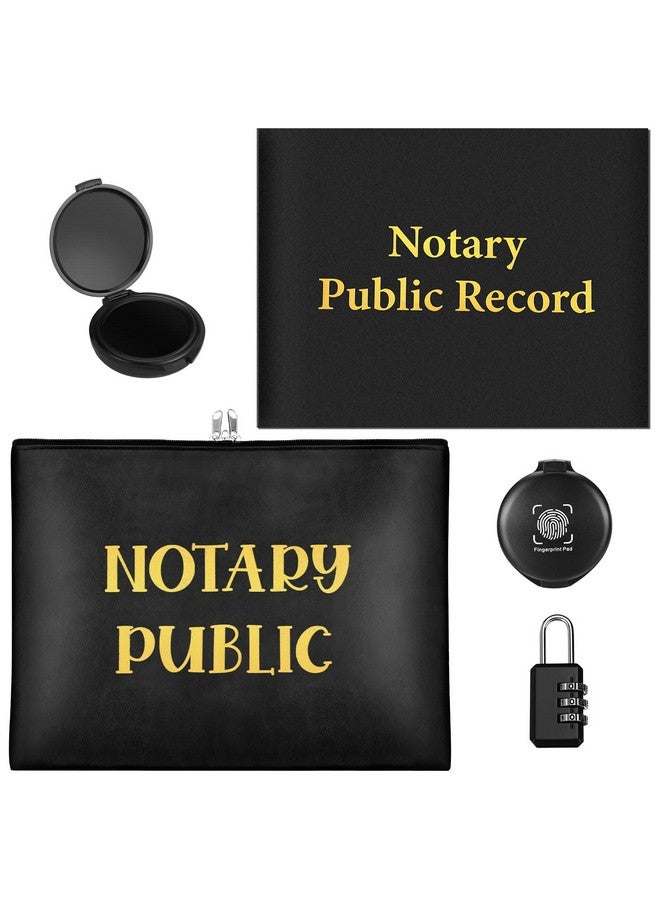 Eaasty 5 Pcs Notary Supplies Notary Bag For Women With Lock Kit Waterproof Security Bag 2 Pcs Black Ink Fingerprint Stamps Pad 11 X 8.6 Inch 63 Pages Hardcover Notary Public Handbook Record Journal - Image 1