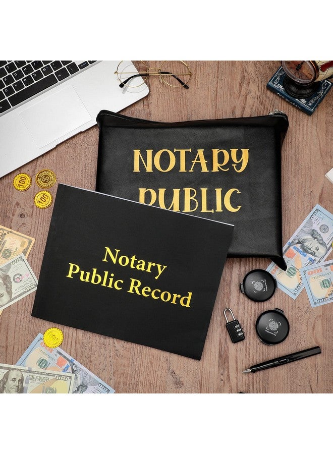 Eaasty 5 Pcs Notary Supplies Notary Bag For Women With Lock Kit Waterproof Security Bag 2 Pcs Black Ink Fingerprint Stamps Pad 11 X 8.6 Inch 63 Pages Hardcover Notary Public Handbook Record Journal - Image 4