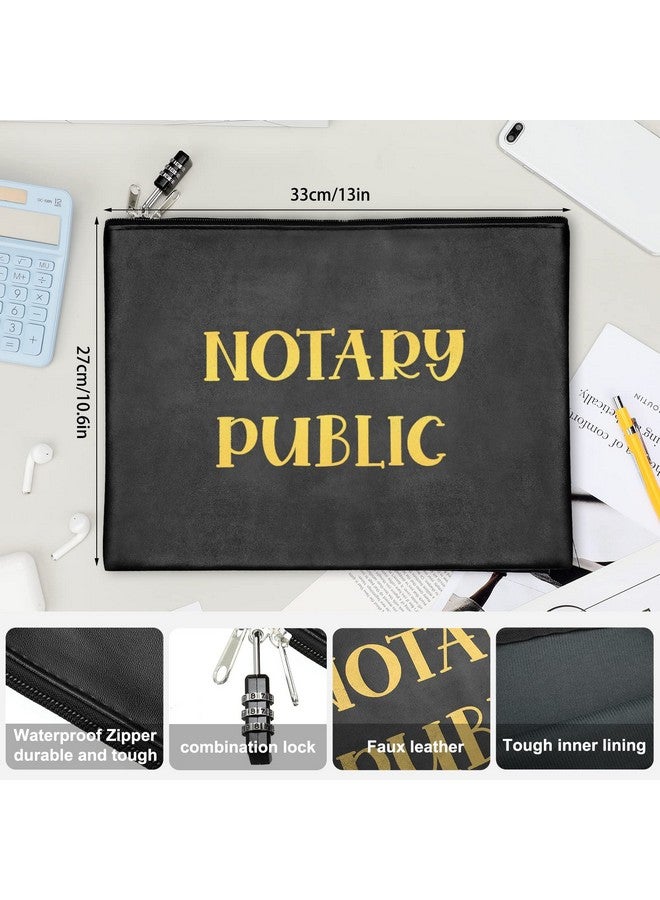 Eaasty 5 Pcs Notary Supplies Notary Bag For Women With Lock Kit Waterproof Security Bag 2 Pcs Black Ink Fingerprint Stamps Pad 11 X 8.6 Inch 63 Pages Hardcover Notary Public Handbook Record Journal - Image 2