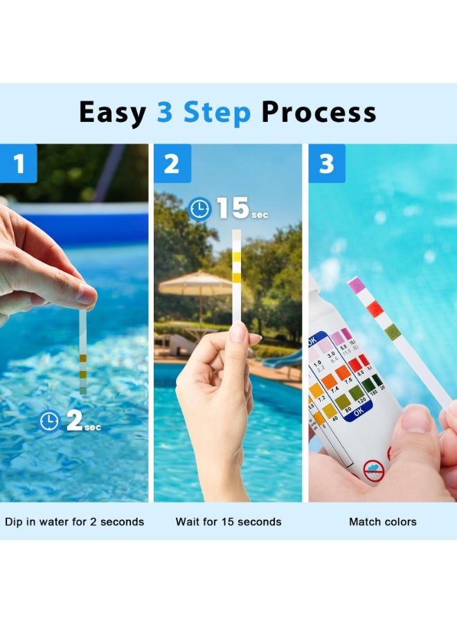 NajmStyle Hot Tub Test Strips 3 in 1, Pool Clearwater Test Strips for ph Chlorine Ketone Bromine Tests Strip, Swimming Pools Clear Wate Dip & Lazy Spa Total Alkalinity Accurate Testing Accessories Kit - Image 4