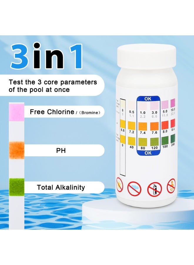 NajmStyle Hot Tub Test Strips 3 in 1, Pool Clearwater Test Strips for ph Chlorine Ketone Bromine Tests Strip, Swimming Pools Clear Wate Dip & Lazy Spa Total Alkalinity Accurate Testing Accessories Kit - Image 2