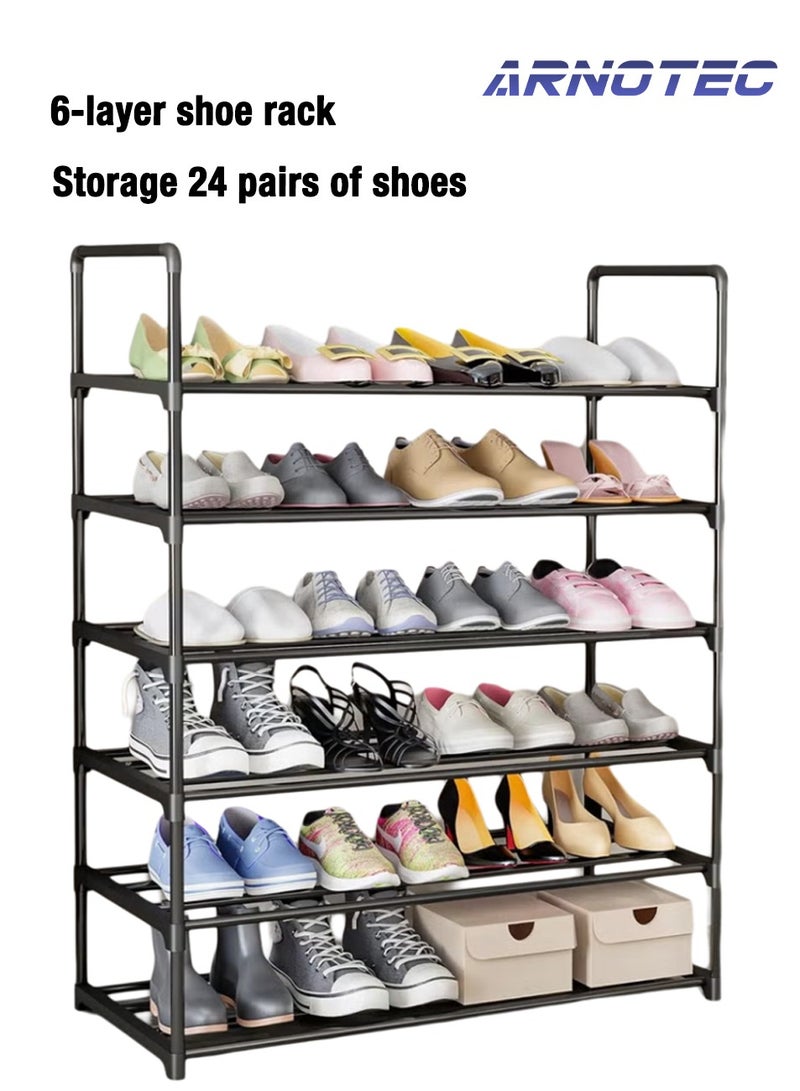 ARNOTEC Shoe Rack 6 Tier Metal Stackable Organizer Storage Shelf Hold 30-36 Pairs for Closet Entryway Bedroom, Black  - Image 1