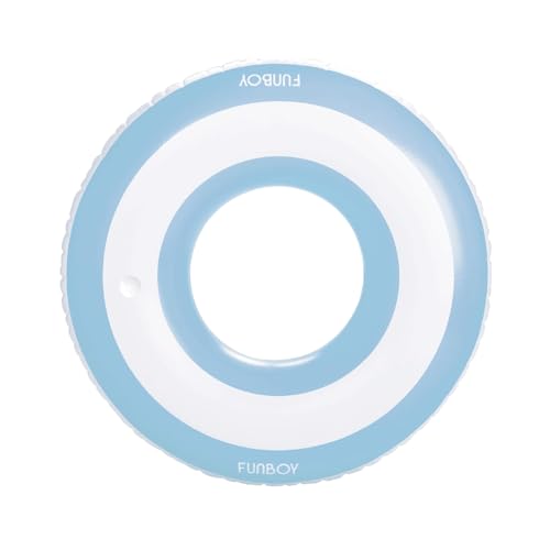 FUNBOY Giant Light Blue Stripe Inflatable Tube Pool Float with Cup Holder 48 Large Pool Float for Adults Inner Tube Swimming Pool Toys Swim Rings Pool Lounger Float for Pool Party Summer - Image 1