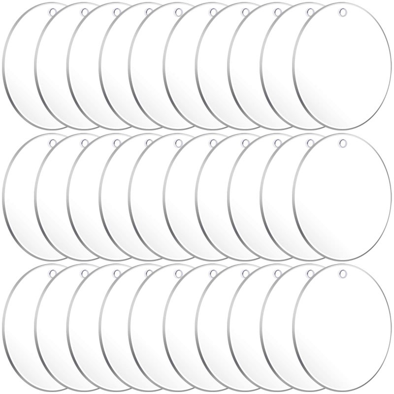 Audab Audab 30Pcs Acrylic Ornament Blanks Bulk Round Acrylic Blanks for Vinyl Clear Acrylic Discs Keychain with Hole for Engraving DIY Projects Art Crafts35 Inch 30 Pcs 