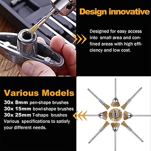 Rocaris 90 Pcs Wire Brushes Set, Brass Wire Wheels Pen Brushes Set Kit Accessories for Rotary Tool - Image 4