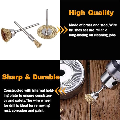 Rocaris 90 Pcs Wire Brushes Set, Brass Wire Wheels Pen Brushes Set Kit Accessories for Rotary Tool - Image 3