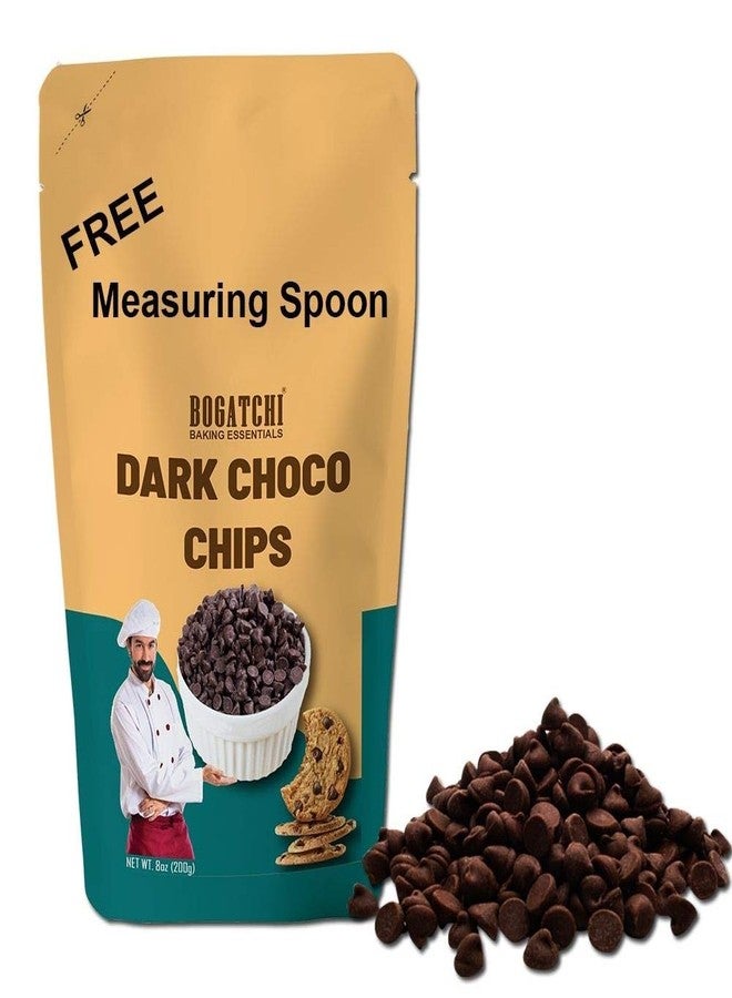 BOGATCHI Dark Chocolate Chips, Chocolate Chips for Baking and Decoration, Dark Chocolate Chips, Gluten Free and Tasty, 200g with Free Measuring Spoon - Image 1