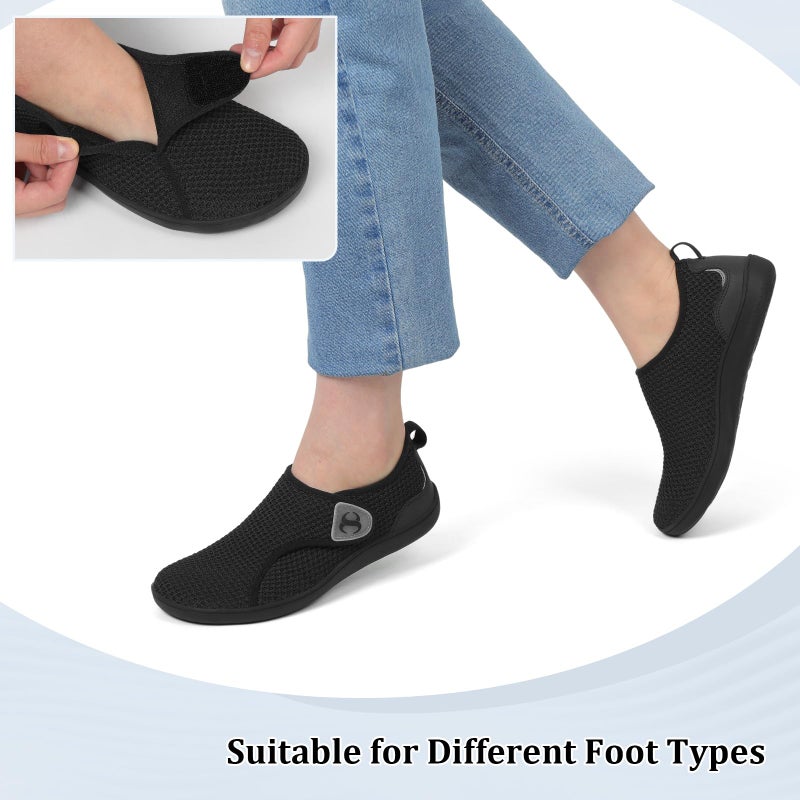 Scurtain Womens Barefoot Shoes Wide Toe Box Walking Shoes Comfortable Diabetic Nursing Shoe Non Slip Swollen Feet Orthopedic Shoes Black Wide Width Sneakers Size 6.5 - Image 5